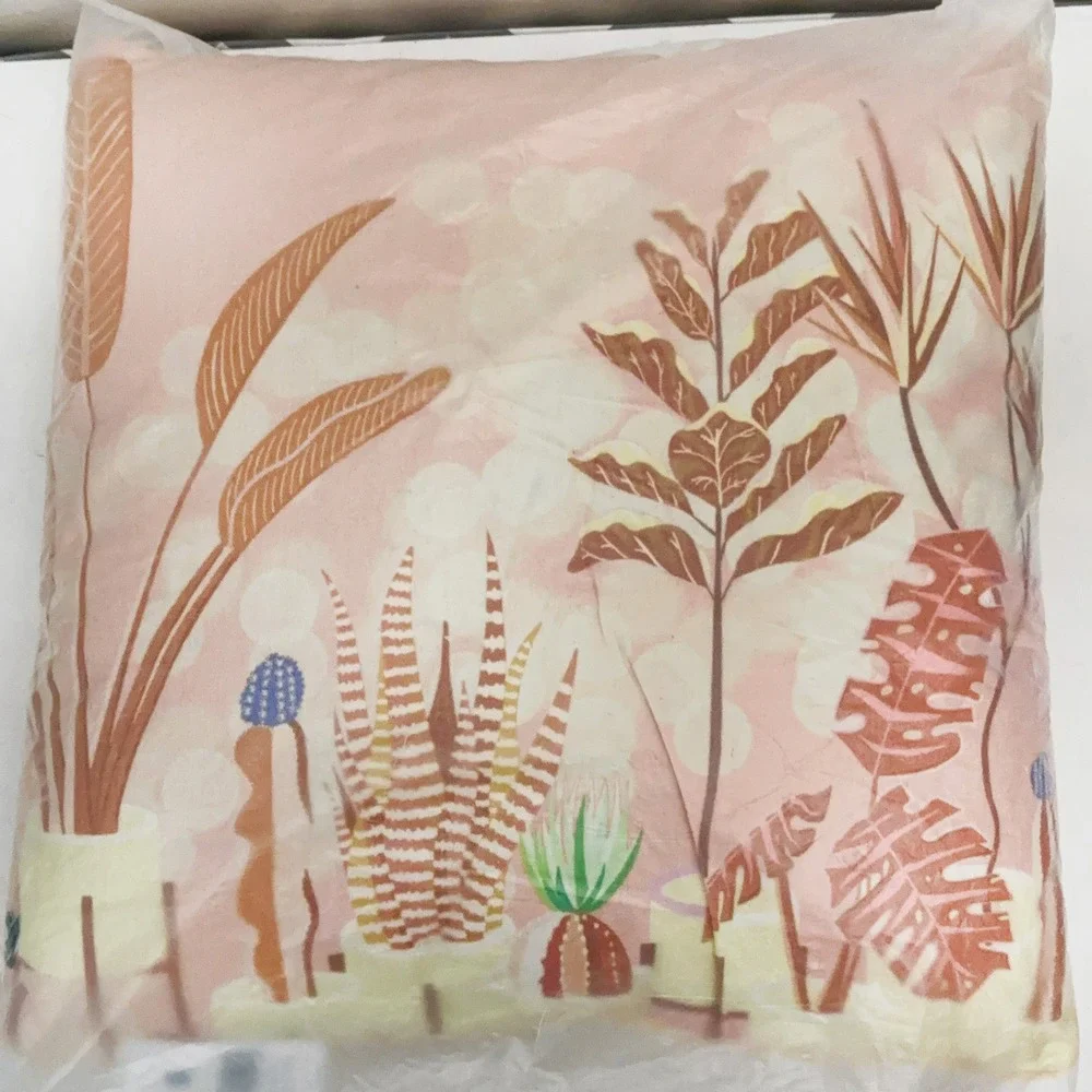 Rayell NEW Indoor Square Cushion Plant Town Brown 18